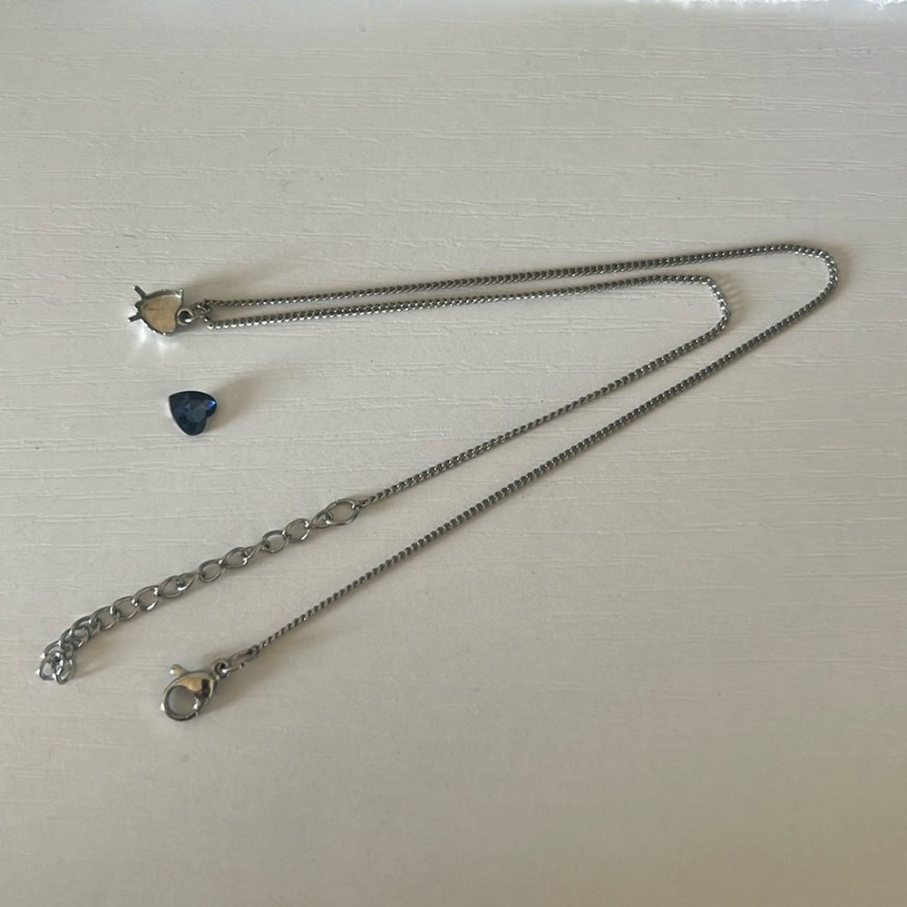 Broken Swarovski Heart Crystal Necklace